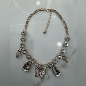 Butterfly, Lock & key Gold and Silver Charm Necklace